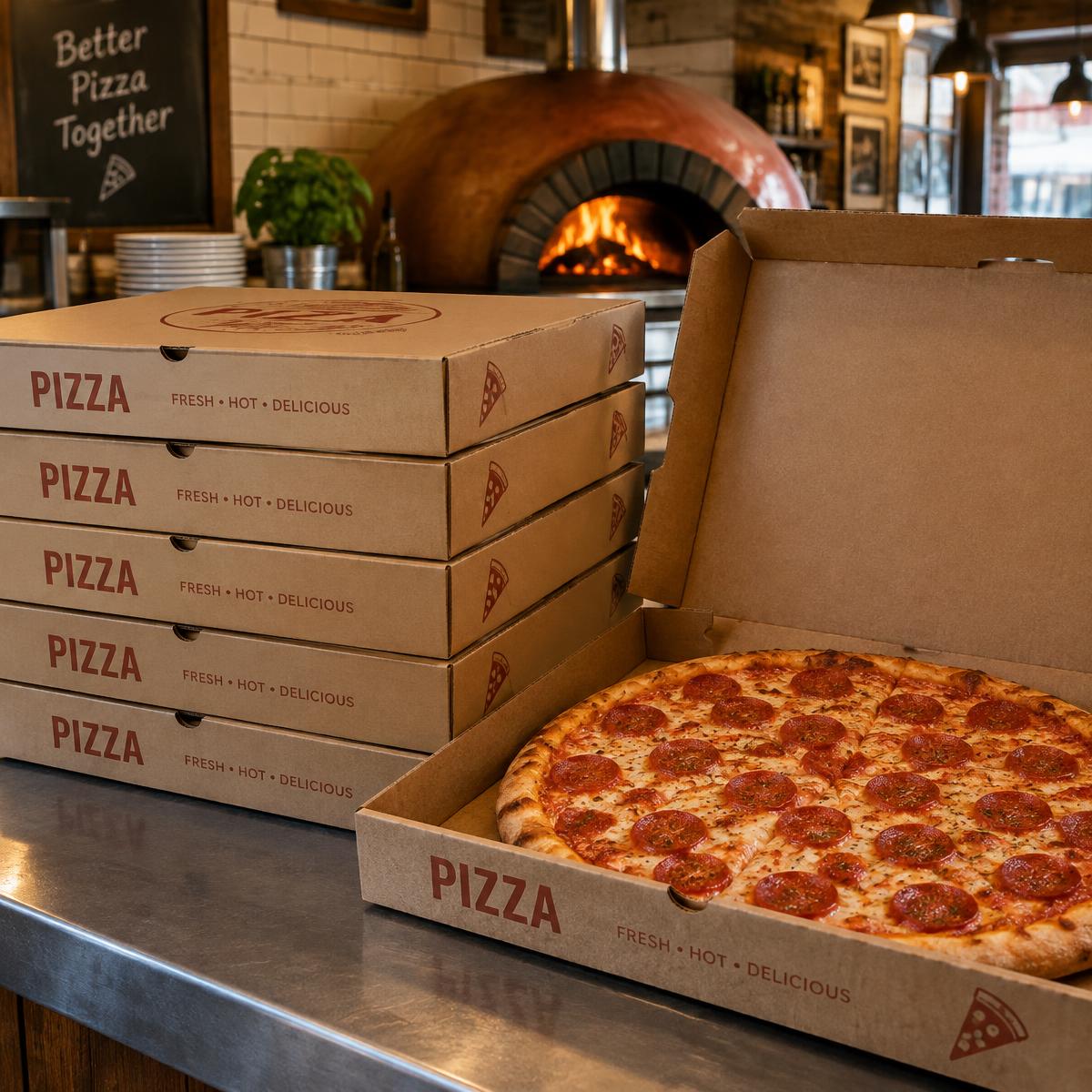 Boîtes de pizzas à emporter